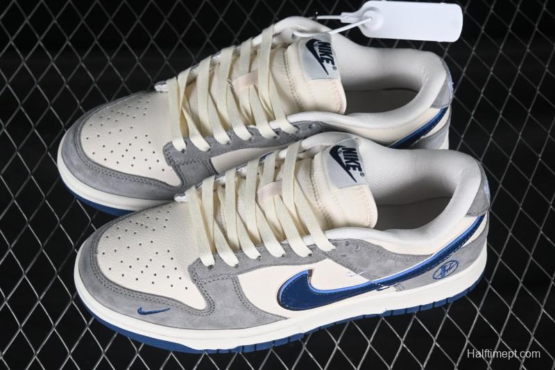 Nike SB Dunk Low VLONE Collaboration Grey White Blue Swoosh Anniversary High-End Custom Low-Top Casual Sneakers - KK1688-089