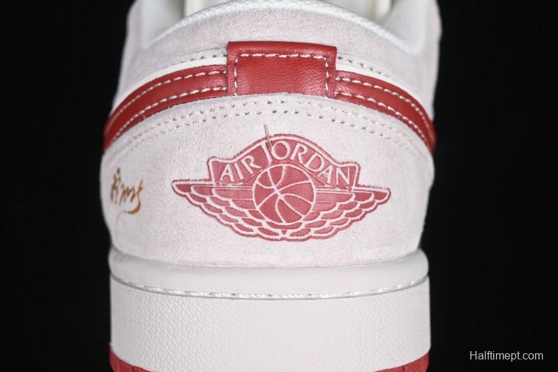Nike Air Jordan 1 Low Retro Basketball Shoes Snake Year Limited Edition with Red Swoosh - XX3318-513
