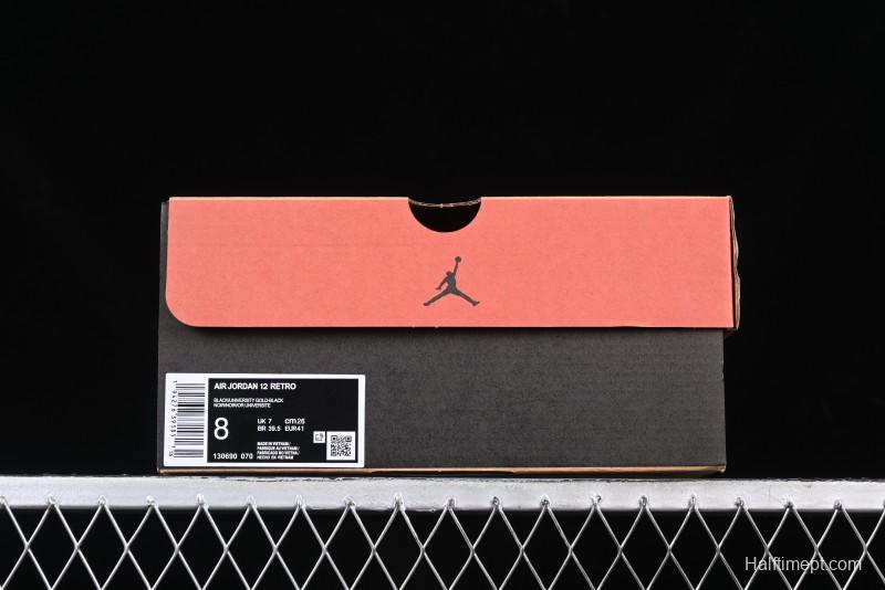 Nike Air Jordan 12 Retro Basketball Shoes in Black and Yellow - 130690-070