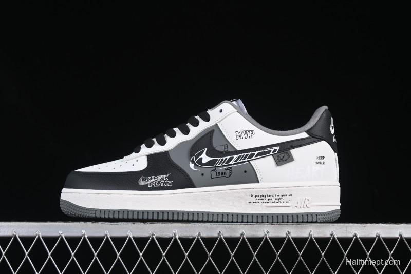 Nike Air Force 1 MVP "Rock Plan" Custom Edition - Black & White