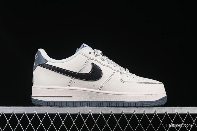 Nike Air Force 1 '07 Low Stussy Collaboration Grey Base Black Swoosh Casual Sneakers - XZ6188-761