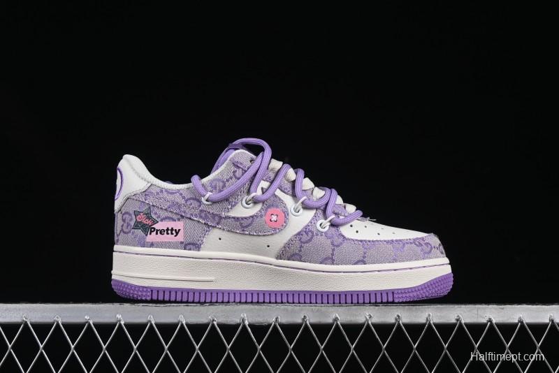 Nike Air Force 1'07 Low "Purple Star" Custom Casual Sneakers - BD7700-220