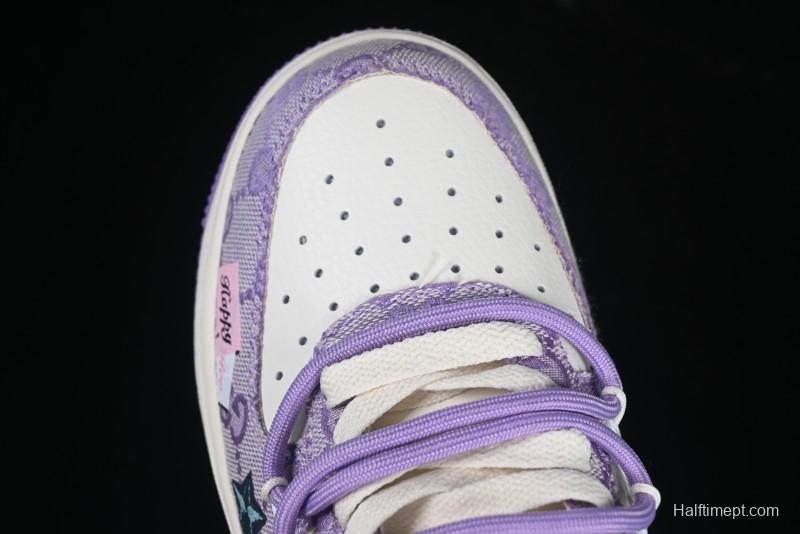 Nike Air Force 1'07 Low "Purple Star" Custom Casual Sneakers - BD7700-220