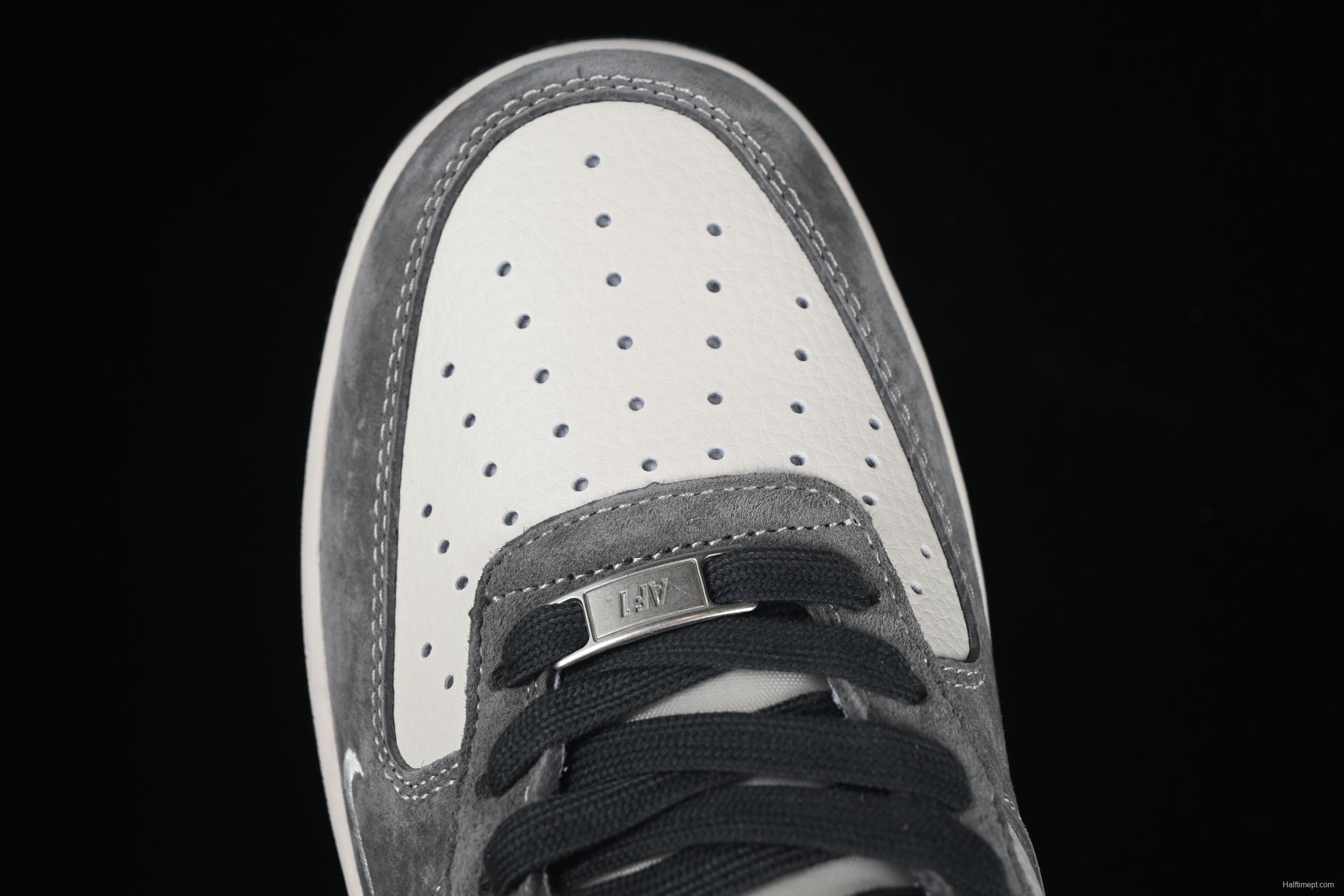 Nike Air Force 1 '07 Low Supreme Collaboration Black Grey Patchwork Casual Sneakers - XZ6188-792