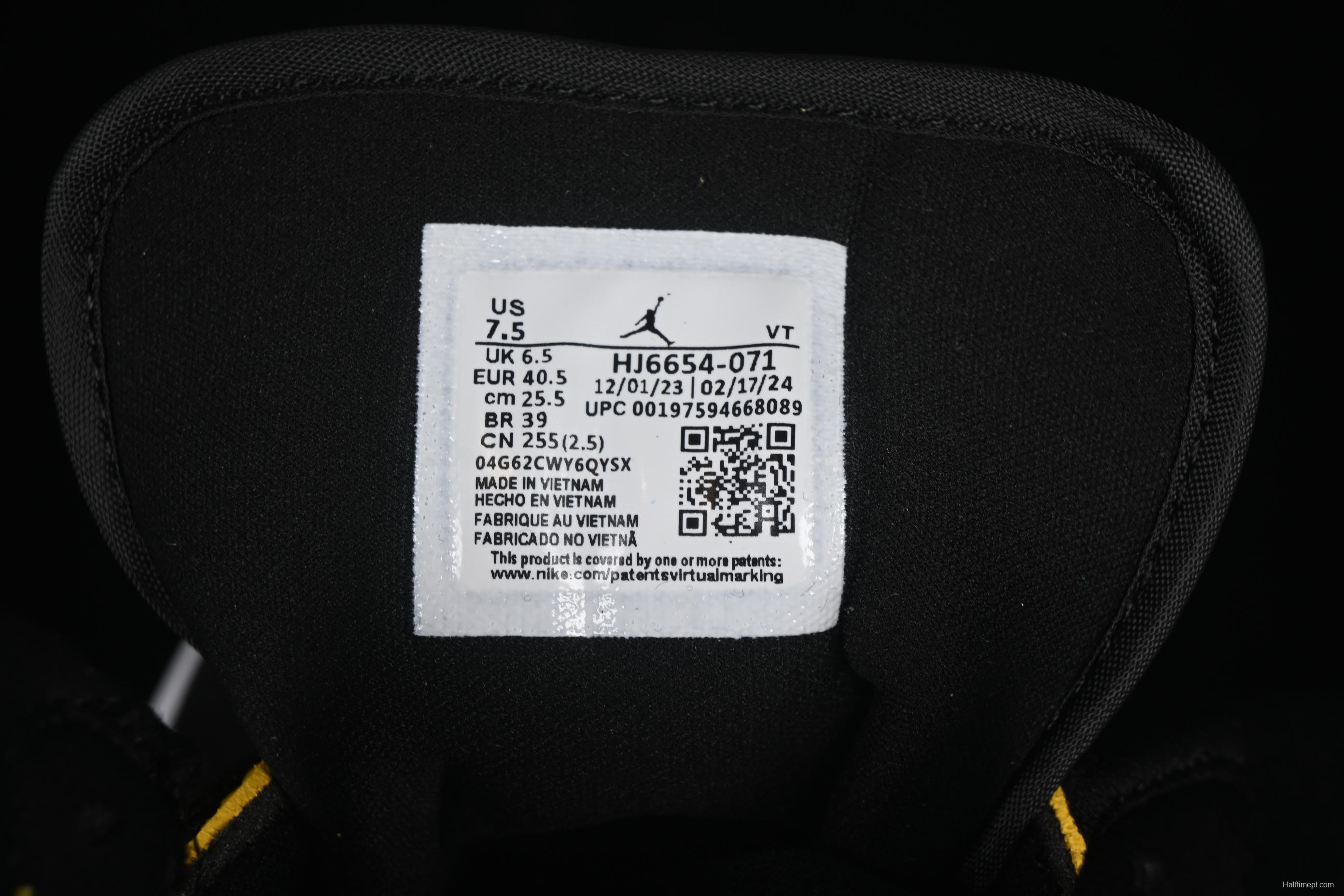 Nike Air Jordan 1 Mid AJ1 Black Yellow Mid-Top Casual Sneakers - HJ6654-071