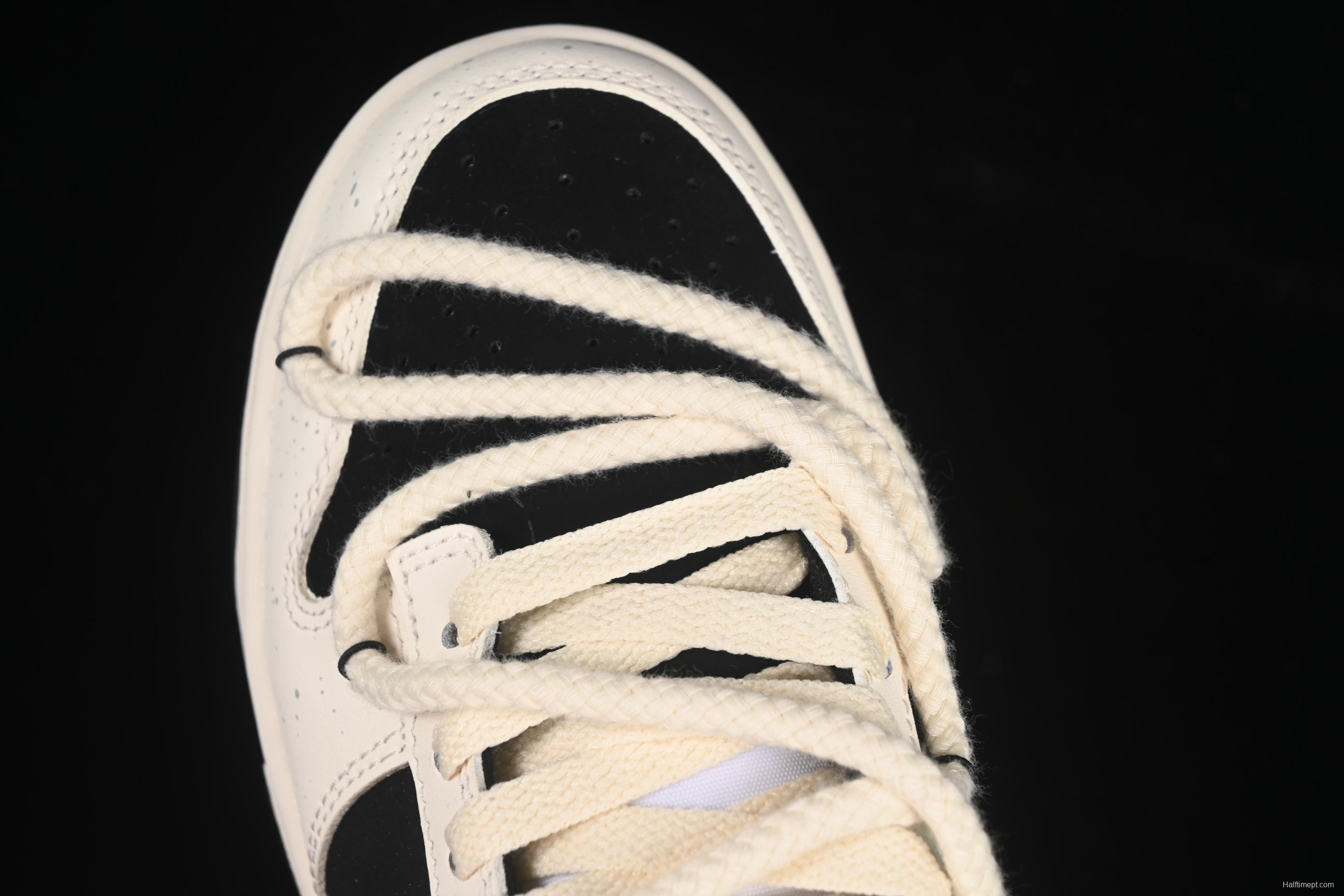 Nike Dunk Low Retro Casual Sneakers with Panda Cheesy Colorway and Splatter Effect - DD1391-100