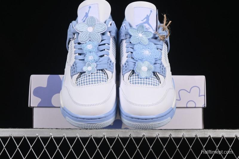 Nike Air Jordan 4 Retro "Forget Me Not" Mothers Day Sneakers with Floral Accents - HV0823-100