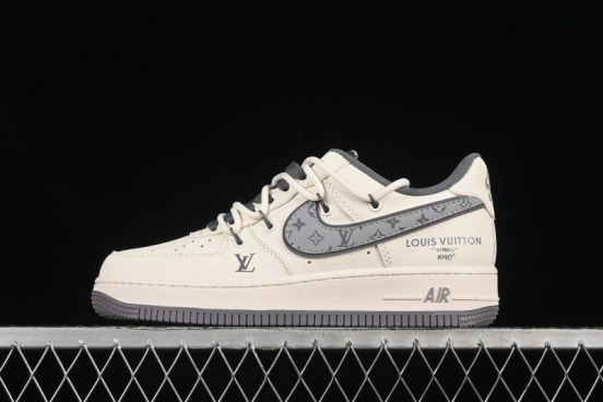 Nike Air Force 1 '07 Low LV Collaboration Grey Swoosh Drawstring Casual Sneakers - DM6868-067