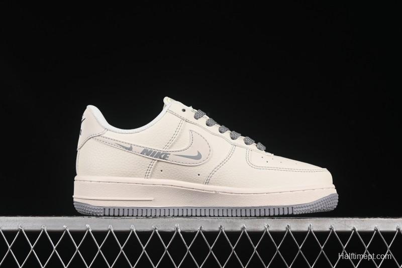 Nike Air Force 1 '07 Low Stussy Collaboration Beige Mini Swoosh Casual Sneakers - HH7518-064