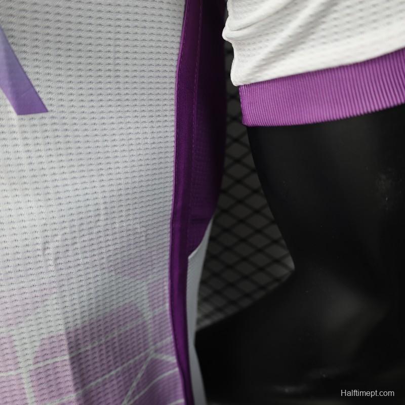 Player Version 2025 Algeria White with Purple Honeycomb Pattern Jersey