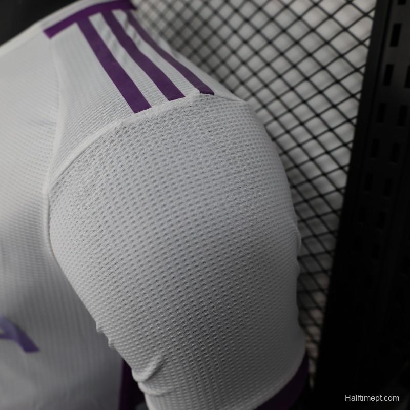 Player Version 2025 Algeria White with Purple Honeycomb Pattern Jersey
