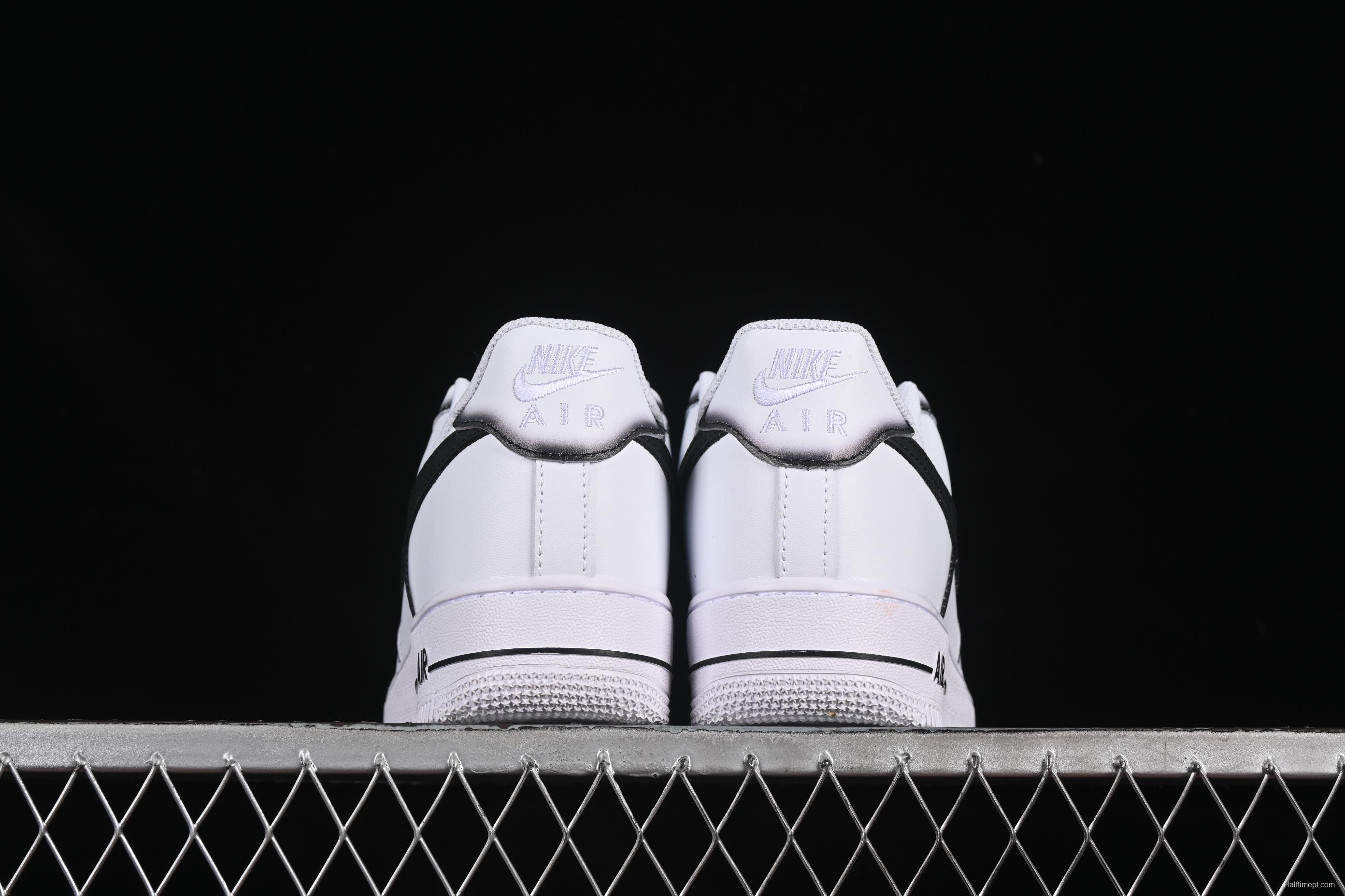 Nike Air Force 1'07 Low Casual Sneakers with Black Border, Green Swoosh & Gold Embroidery - ZH0316-075