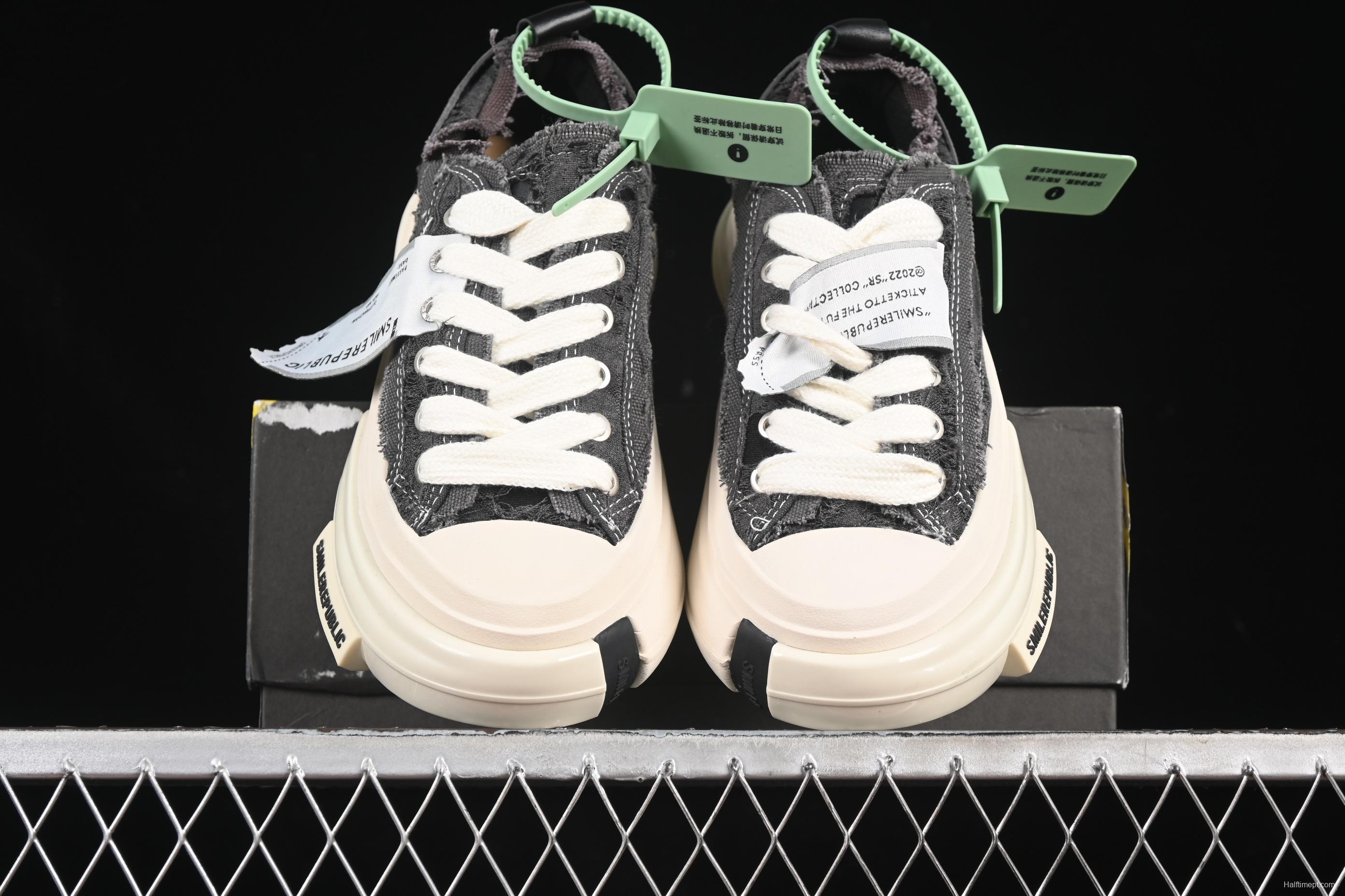 SMILEREPUBLIC INCEPTION Gray Fringe 70s Low-Top Canvas Casual Shoes - G.D4