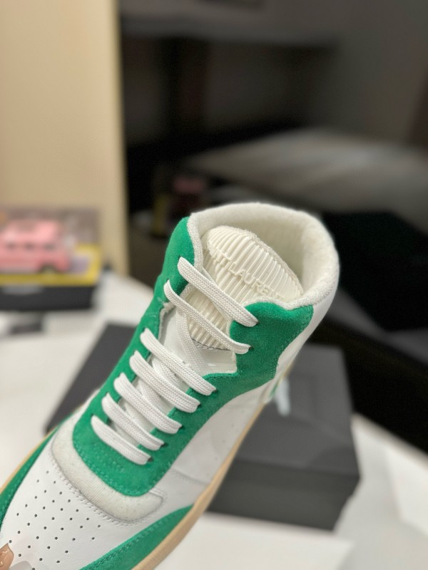 2024 Unisex Yves Saint Laurent White Green Leather Sneakers MJ00390