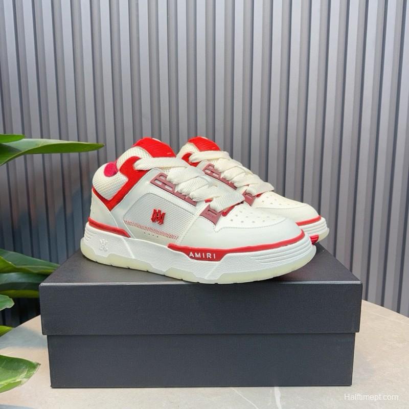 2024 Unisex Amiri White Red Leather Sneakers MJ00360