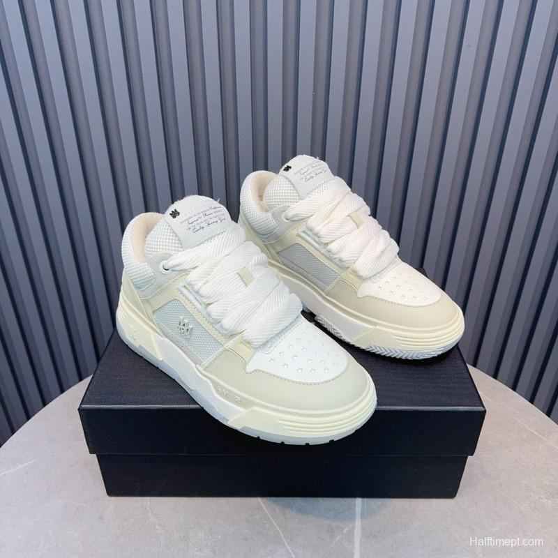 2024 Unisex Amiri White Mesh Leather Sneakers MJ00360