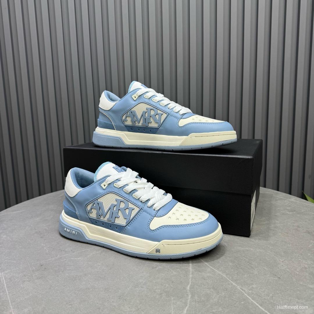 2025 Unisex Amiri Blue White Leather Sneakers MJ00360