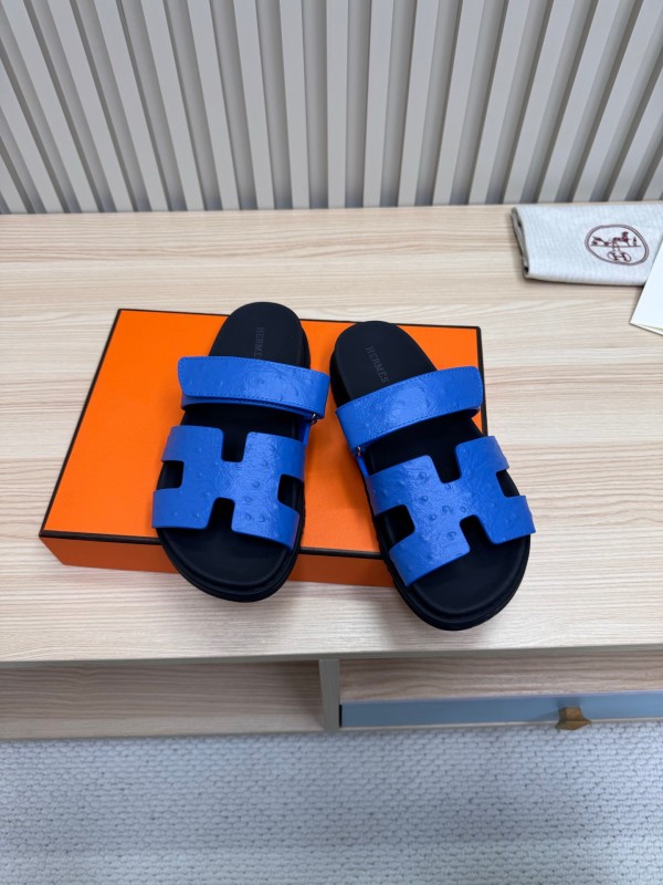 2025 Slippers Hermès Blue Leather Slippers