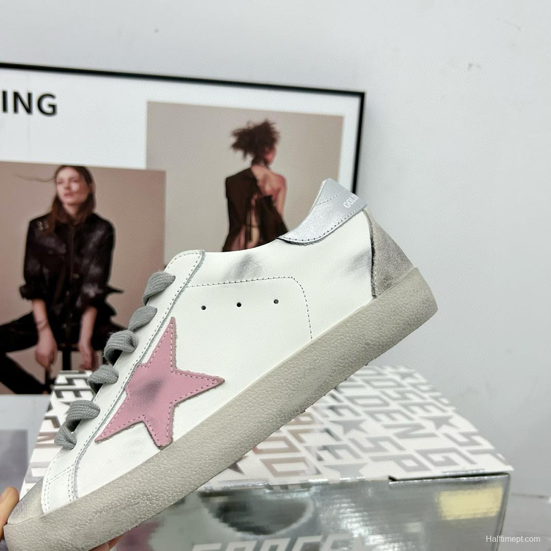 2025 Women GGDB White Pink Leather Sneakers
