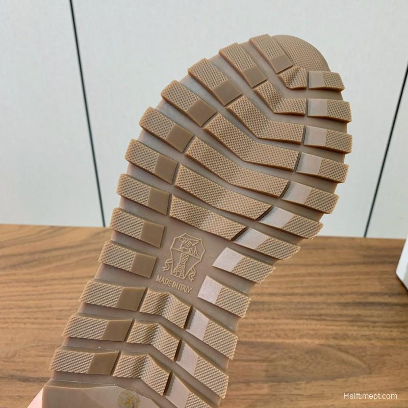 2025 Unisex Brunello Cucinelli Beige Suede Nubuck Leather Sneakers LY