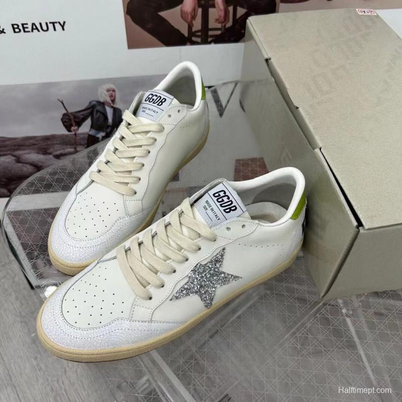 2024 Unisex GGDB White Silver Glitter Leather Sneakers MJ00260