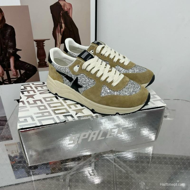 2024 Unisex GGDB Silver Beige Suede Glitter Star Sneakers 