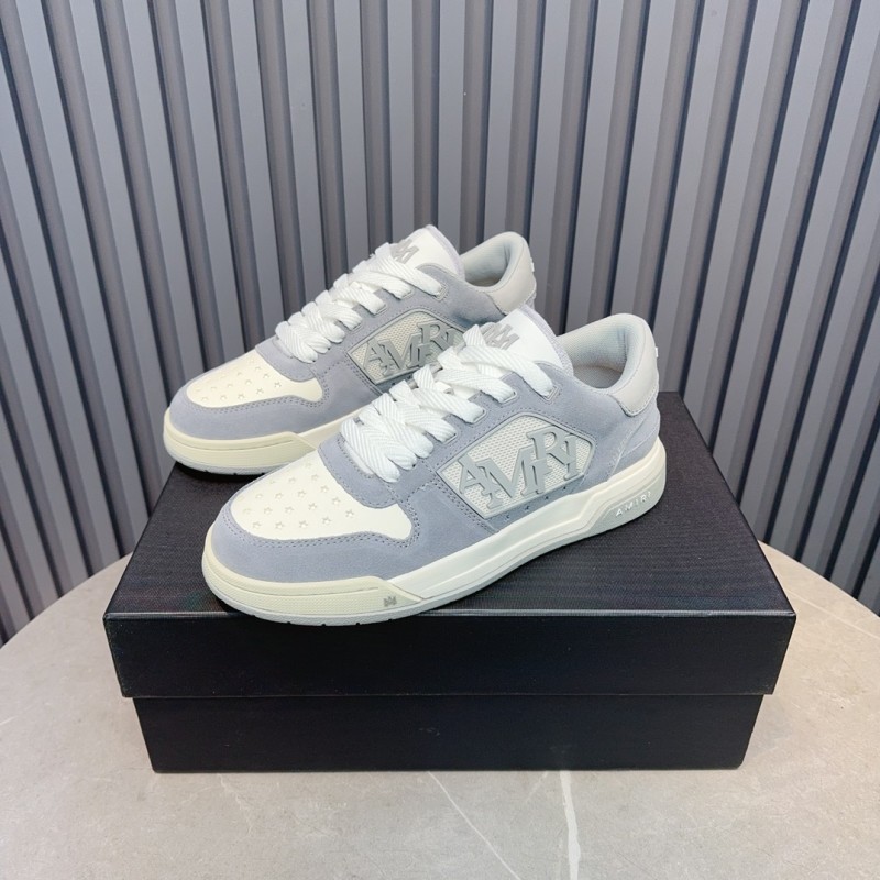 2025 Unisex Amiri White Grey Leather Suede Sneakers MJ00360