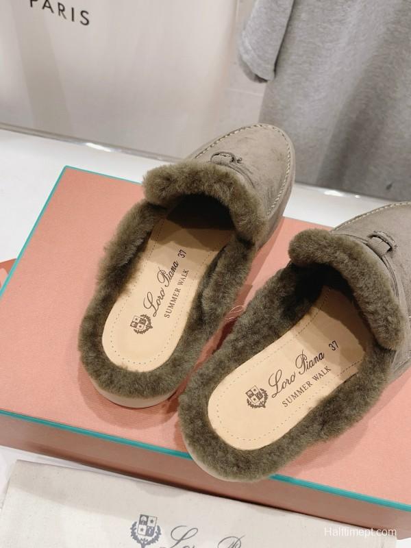 2024 Unisex LP Taupe Suede Shearling Loafers MJ00300(Women)/MJ00300(Men)