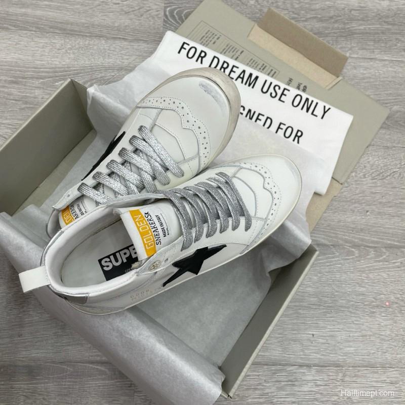 2024 Women GGDB White Black Leather Mid Star High Top Sneakers MJ00300