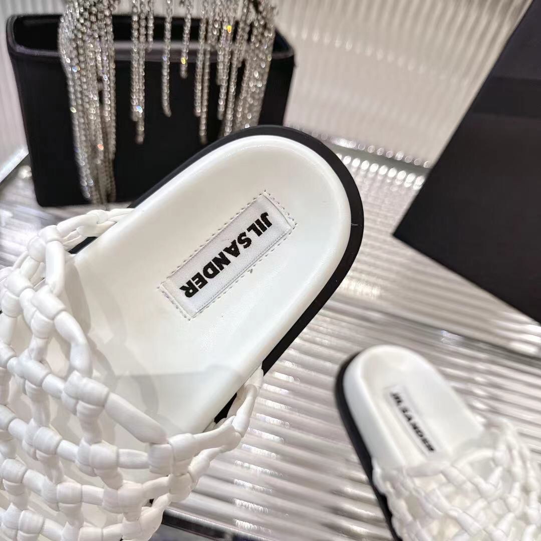 2025 Slippers Jil Sander White Leather Woven