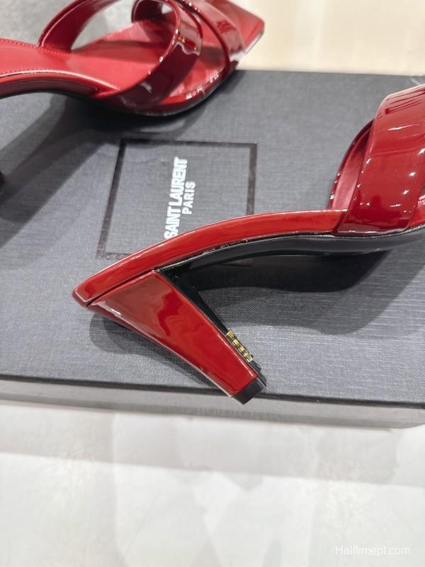2025/Women Yves Saint Laurent Red Patent Leather Elegant High Heel Sandals LY00360(F)