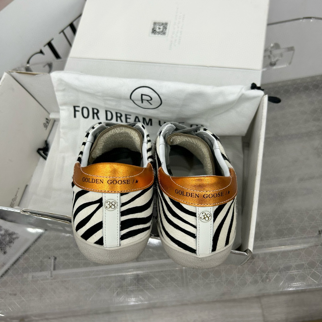 2025 Women GGDB White Black Zebra Leather Suede Sneakers