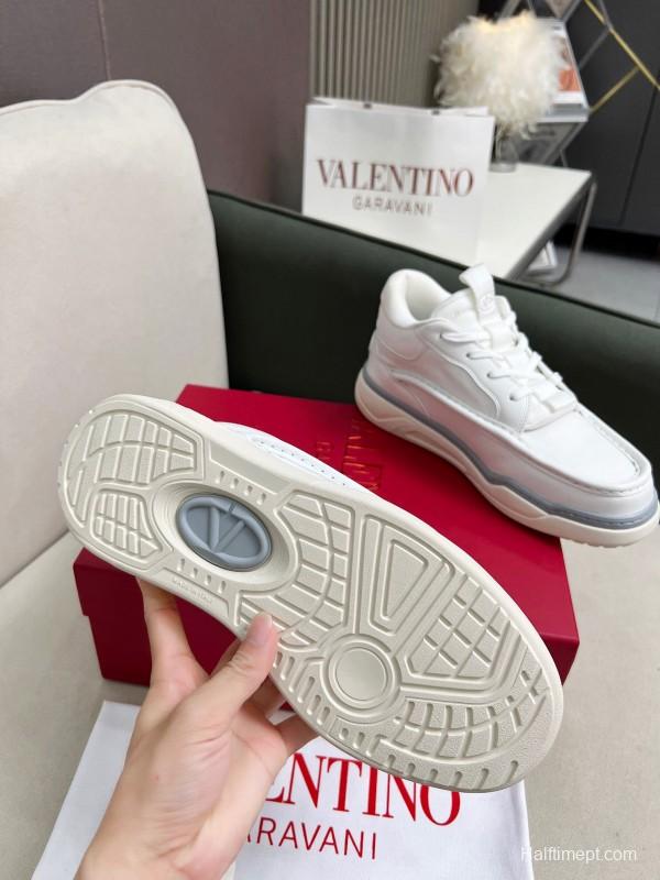 2025 Unisex Valentino White Leather Sneakers RUNBOOT LY00390