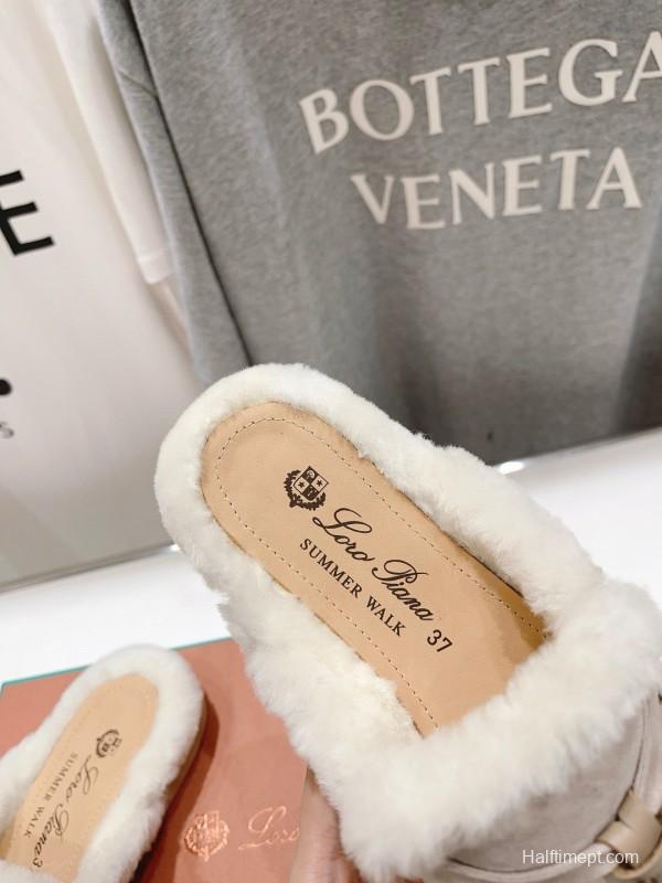 2024 Slippers LP Beige Suede Fur Loafer