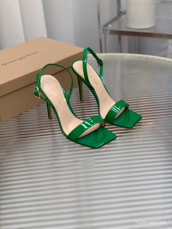 2025 Women Gianvito Rossi Green Patent Leather Sandals