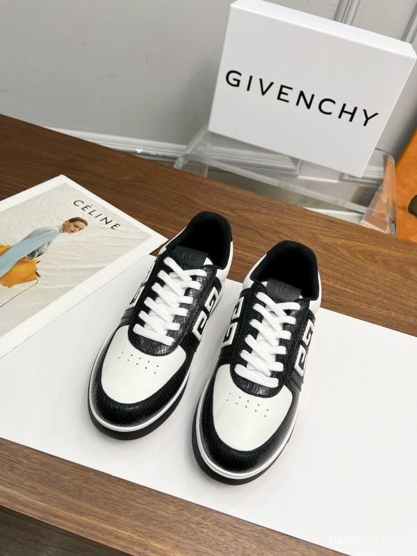 2024 Unisex Givenchy Black White Leather Sneakers