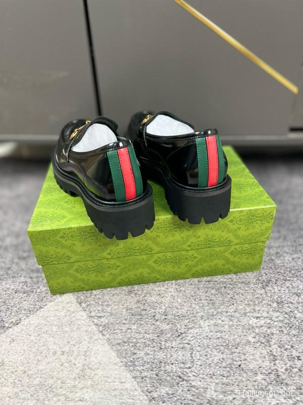 2024 Women Gucci Black Leather Formal Shoes MJ00300