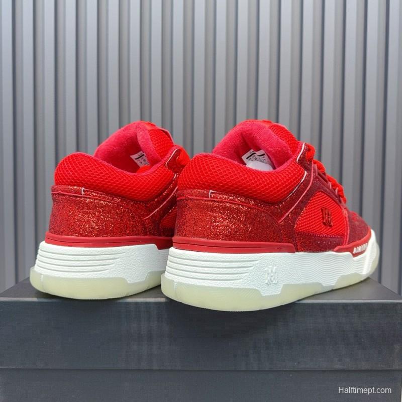 2024 Unisex Amiri Red Mesh Suede Sneakers MJ00360