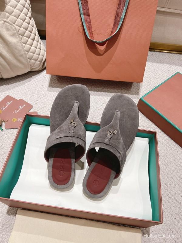 2025 LP Grey Suede Slippers LY00300