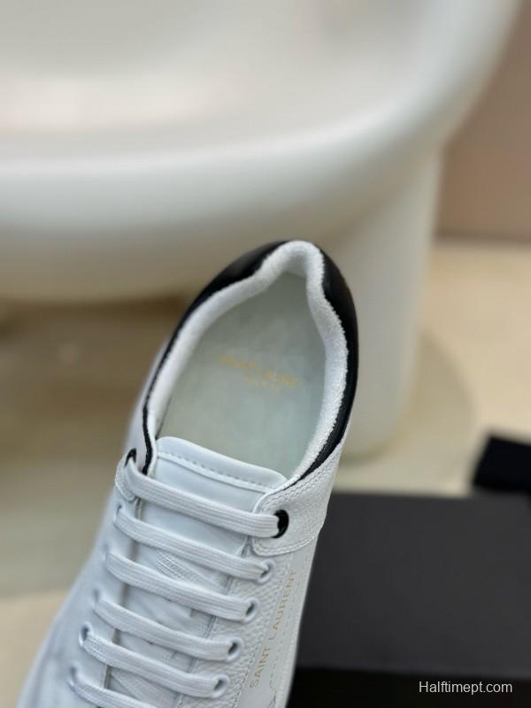 2024 Unisex Yves Saint Laurent white black leather sneakers