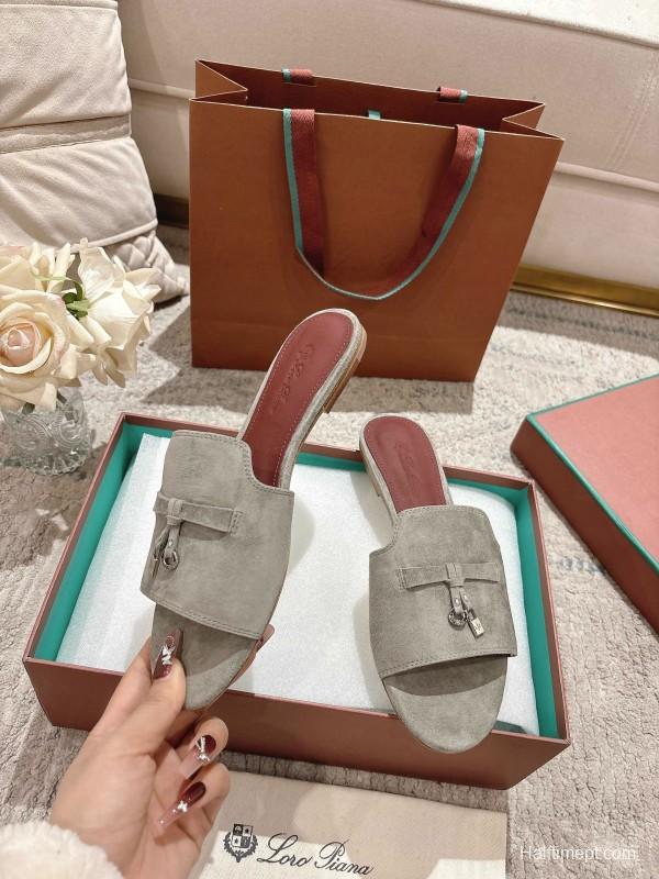 2025 Women LP Brown Suede Slippers LY00370
