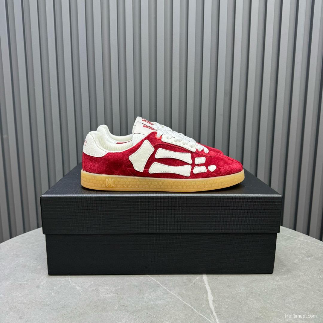 2024 Unisex Amiri Red White Suede Leather Sneakers MJ00300