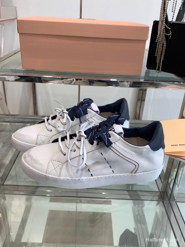 2025 Women Miu Miu White Leather Sneakers LY00290