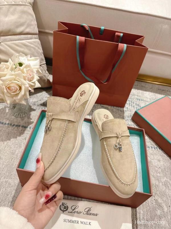 2025 Slippers Loro Piana Beige Suede Slippers
