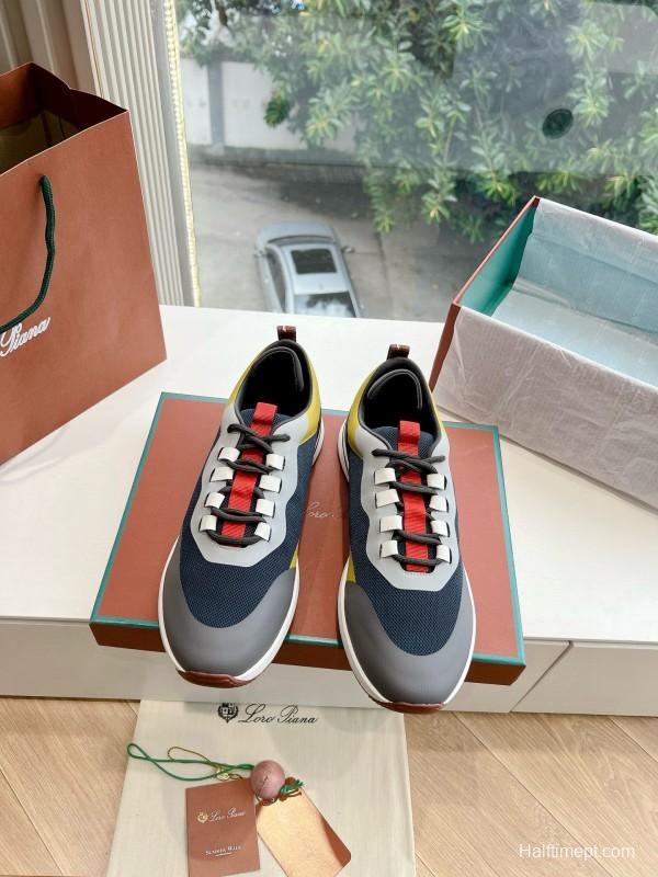 2024 Unisex Le Parmentier Yellow Navy Grey Knit Sneakers Top Version MJ00340