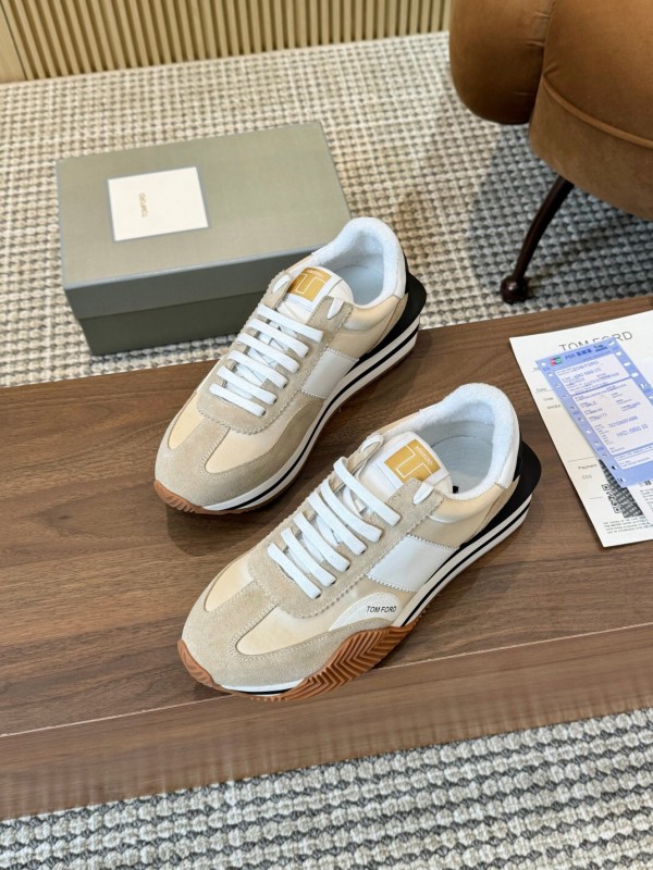 2025 Unisex TOM FORD Beige White Black Suede Leather Sneakers LY00360(F)/LY00370(M)