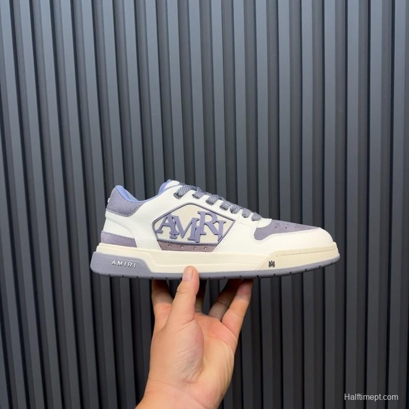 2025 Unisex Amiri White Grey Leather Sneakers MJ00360