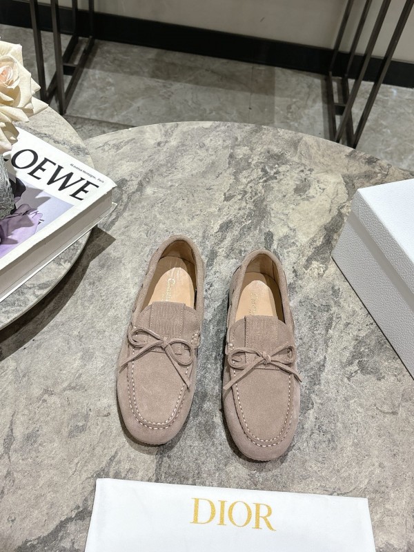 2025 Women Dior Beige Suede Loafers