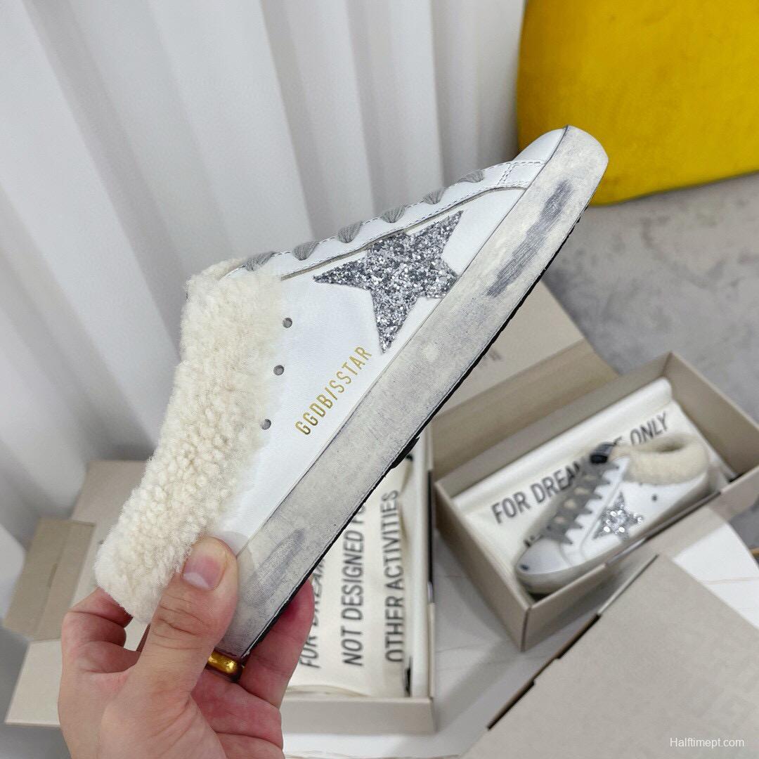 2024 Slippers GGDB White Grey Shearling Slippers MJ00280
