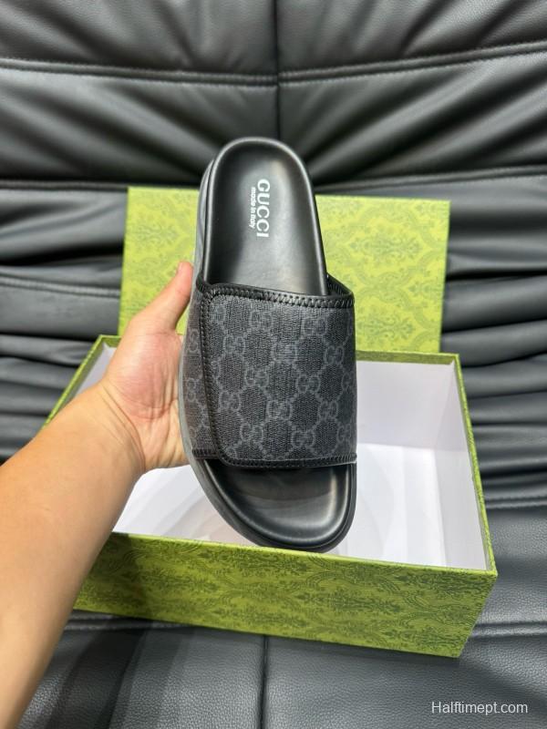 2024 Slippers Gucci Black Fabric Slippers MJ00200